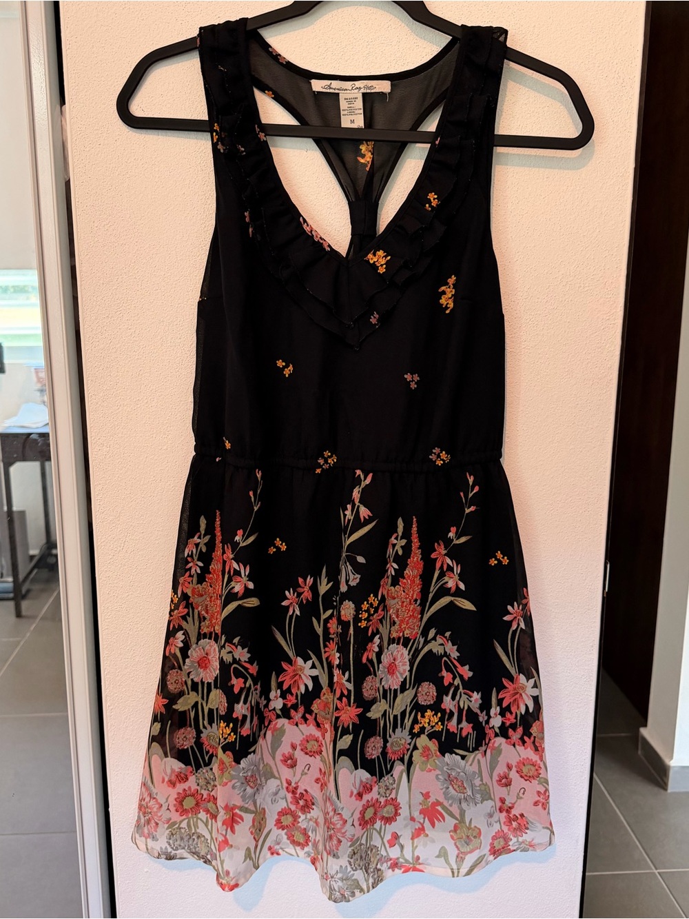 American Rag Black Floral Midi Dress